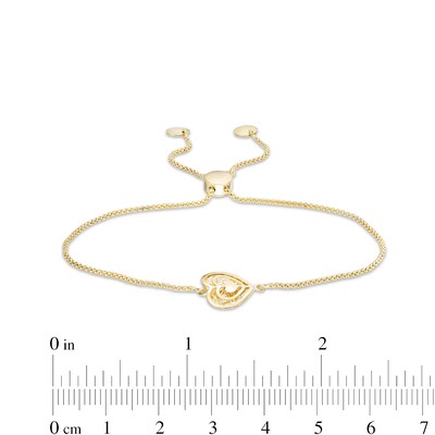 Sideways Filigree Triple Heart Bolo Bracelet in 10K Gold - 9"