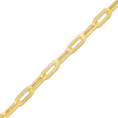 10K Semi-Solid Gold Paper Clip Chain Bracelet - 7.25"