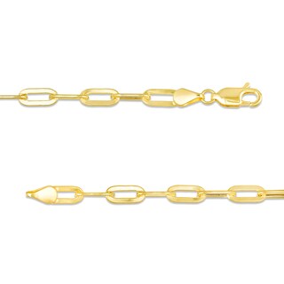 10K Semi-Solid Gold Paper Clip Chain Bracelet - 7.25"