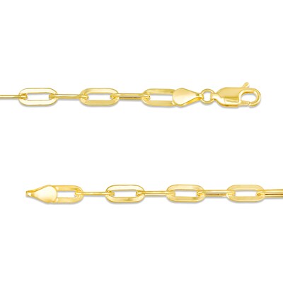 10K Semi-Solid Gold Paper Clip Chain Bracelet - 7.25"