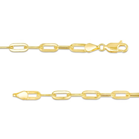10K Semi-Solid Gold Paper Clip Chain Bracelet - 7.25"
