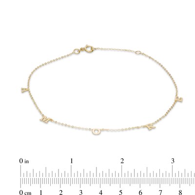 020 Gauge Solid Cable Chain "AMORE" Anklet in 10K Gold - 10"