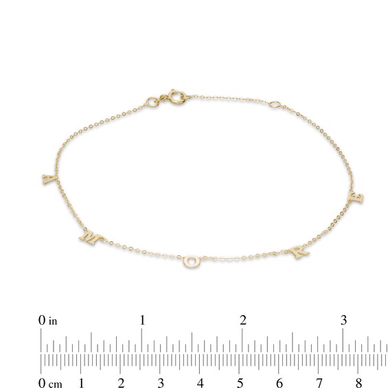 020 Gauge Solid Cable Chain "AMORE" Anklet in 10K Gold - 10"