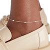 3mm Bezel-Set Simulated Opal Station Anklet in 10K Gold - 10"