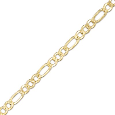 080 Gauge Diamond-Cut Figaro Chain Bracelet in 10K Hollow Gold - 7.5"