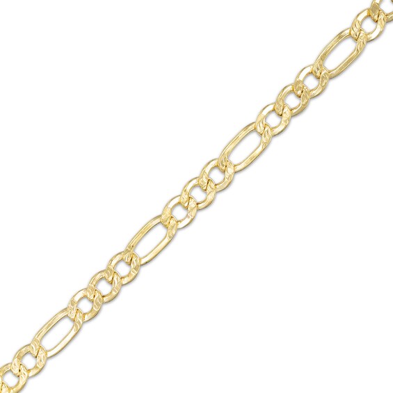 080 Gauge Diamond-Cut Figaro Chain Bracelet in 10K Hollow Gold - 7.5"