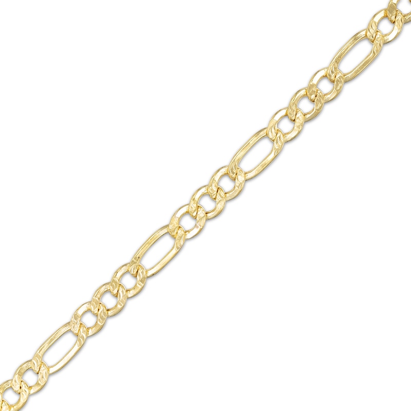 080 Gauge Diamond-Cut Figaro Chain Bracelet in 10K Hollow Gold - 7.5"