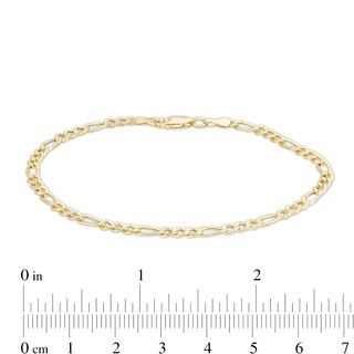 080 Gauge Diamond-Cut Figaro Chain Bracelet in 10K Hollow Gold - 7.5"