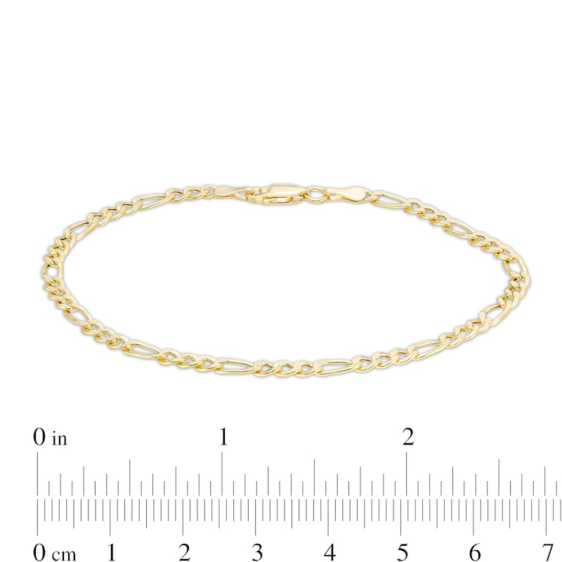 Main Image 3 of 080 Gauge Diamond-Cut Figaro Chain Bracelet in 10K Hollow Gold - 7.5"