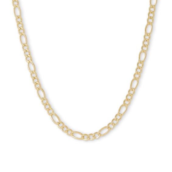 080 Gauge Figaro Chain Necklace in 10K Hollow Gold - 18"