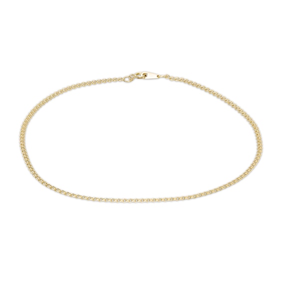 030 Gauge Double Loop Link Chain Anklet in 10K Hollow Gold - 10"