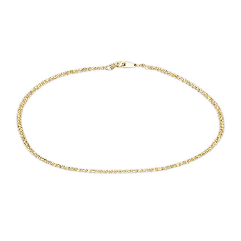 030 Gauge Double Loop Link Chain Anklet in 10K Hollow Gold - 10"