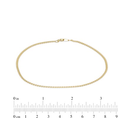 030 Gauge Double Loop Link Chain Anklet in 10K Hollow Gold - 10"
