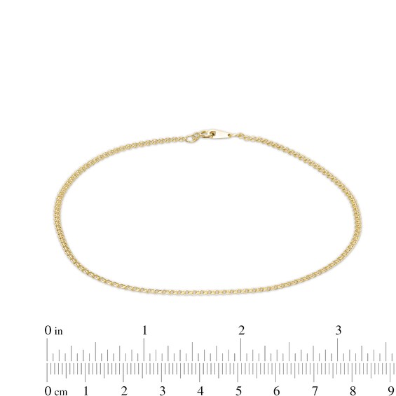 030 Gauge Double Loop Link Chain Anklet in 10K Hollow Gold - 10"