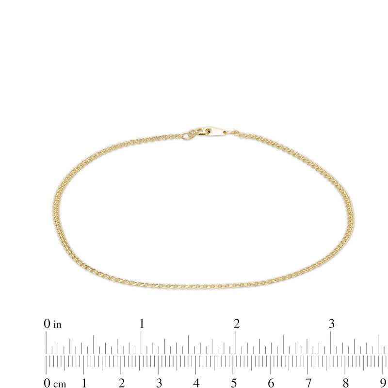 030 Gauge Double Loop Link Chain Anklet in 10K Hollow Gold - 10"