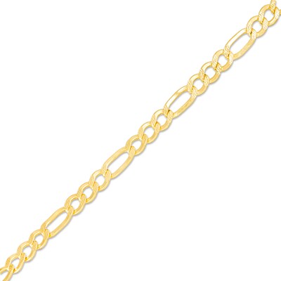 120 Gauge Hollow Figaro Chain Bracelet in 10K Gold - 8.5"