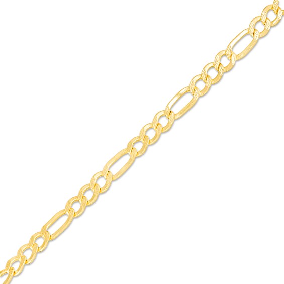 120 Gauge Hollow Figaro Chain Bracelet in 10K Gold - 8.5"