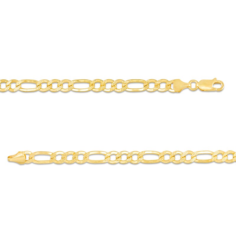 120 Gauge Hollow Figaro Chain Bracelet in 10K Gold - 8.5"