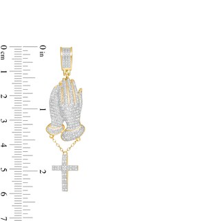 1/3 CT. T.W. Diamond Pavé Praying Hands with Cross Dangle Charm in 10K Gold