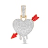 Thumbnail Image 0 of 1/2 CT. T.W. Diamond Dripping Heart with Red Enamel Arrow Charm in 10K Gold