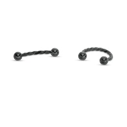 016 Gauge Twisted Curved and Horseshoe Barbell Set in Stainless Steel with Black Ion-Plate