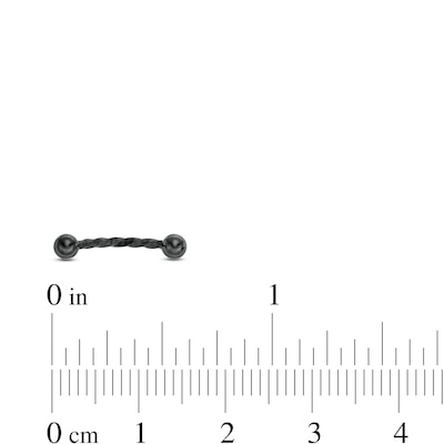 016 Gauge Twisted Curved and Horseshoe Barbell Set in Stainless Steel with Black Ion-Plate