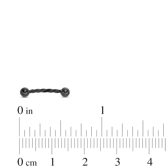 016 Gauge Twisted Curved and Horseshoe Barbell Set in Stainless Steel with Black Ion-Plate