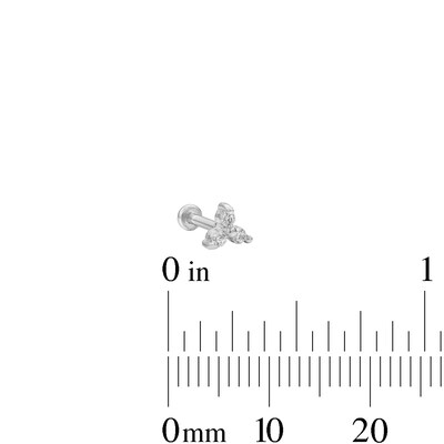 Solid Stainless Steel CZ and Crystal Stud Set - 18G 1/4"