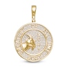 Thumbnail Image 0 of 1/8 CT. T.W. Diamond Pavé Goat Medallion Charm in Sterling Silver with 14K Gold Plate