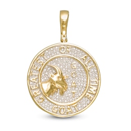 1/8 CT. T.W. Diamond Pavé Goat Medallion Charm in Sterling Silver with 14K Gold Plate
