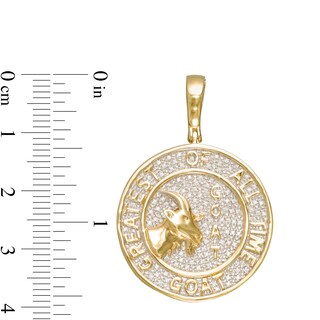 1/8 CT. T.W. Diamond Pavé Goat Medallion Charm in Sterling Silver with 14K Gold Plate