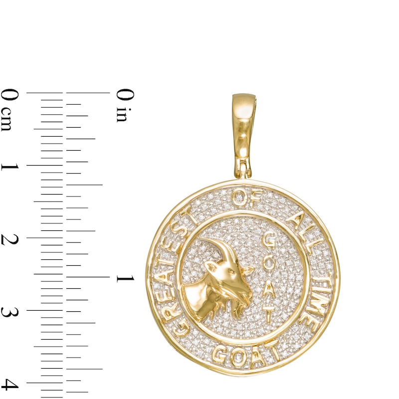 1/8 CT. T.W. Diamond Pavé Goat Medallion Charm in Sterling Silver with 14K Gold Plate