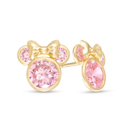 Child's Pink Cubic Zirconia ©Disney Minnie Mouse Stud Earrings in 10K Gold