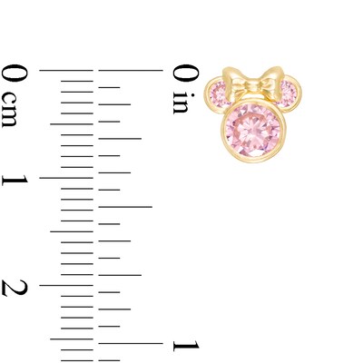 Child's Pink Cubic Zirconia ©Disney Minnie Mouse Stud Earrings in 10K Gold