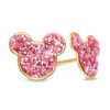 Thumbnail Image 1 of Child's ©Disney Pink Glitter Paper Mickey Mouse Silhouette Stud Earrings in 10K Gold