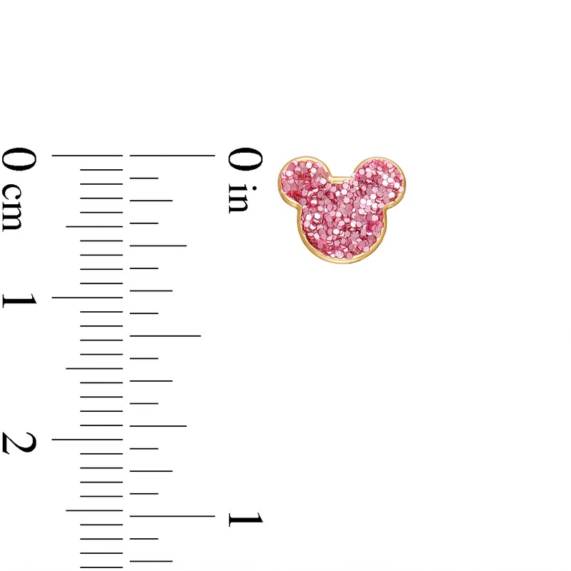 Main Image 2 of Child's ©Disney Pink Glitter Paper Mickey Mouse Silhouette Stud Earrings in 10K Gold