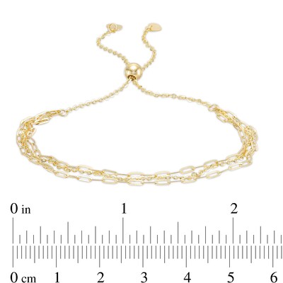 Solid Cable Chain Multi-Strand Bolo Bracelet in 10K Gold - 9"