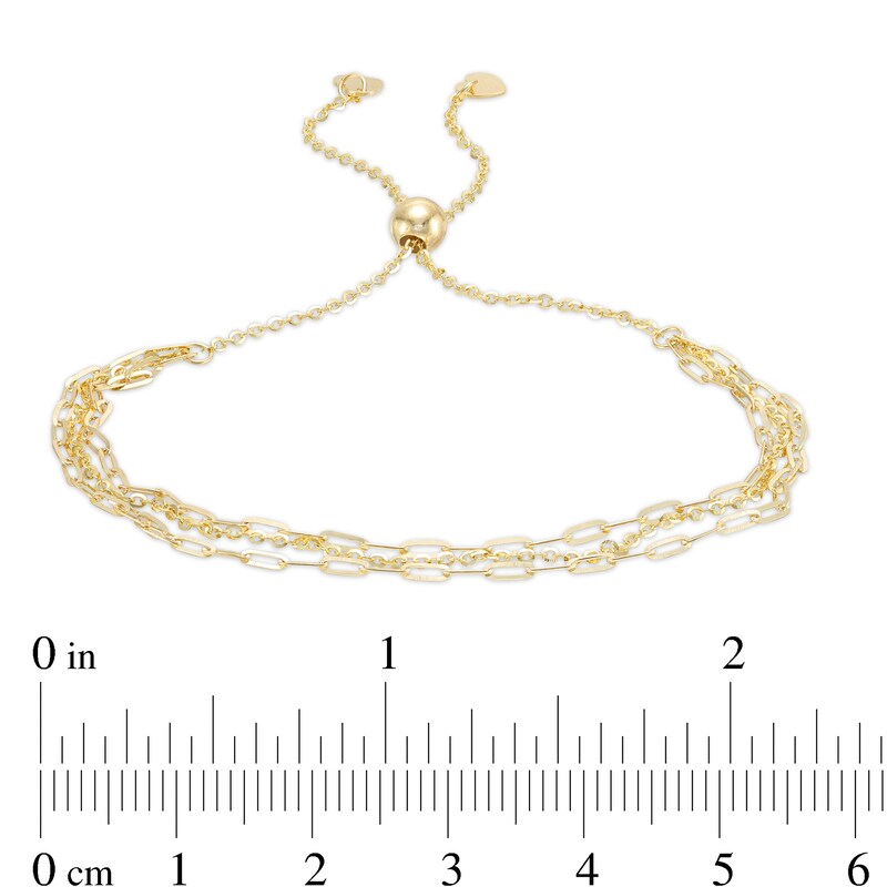 Solid Cable Chain Multi-Strand Bolo Bracelet in 10K Gold - 9"