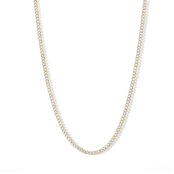 10K Semi-Solid Gold Diamond-Cut Curb Two-Tone Chain