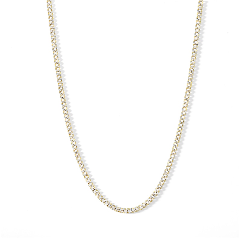 Diamond-Cut 080 Gauge Curb Chain Necklace in 10K Semi-Solid Two-Tone Gold - 16"