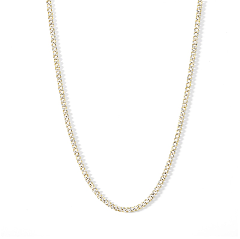 10K Semi-Solid Gold Diamond-Cut Curb Two-Tone Chain - 16"