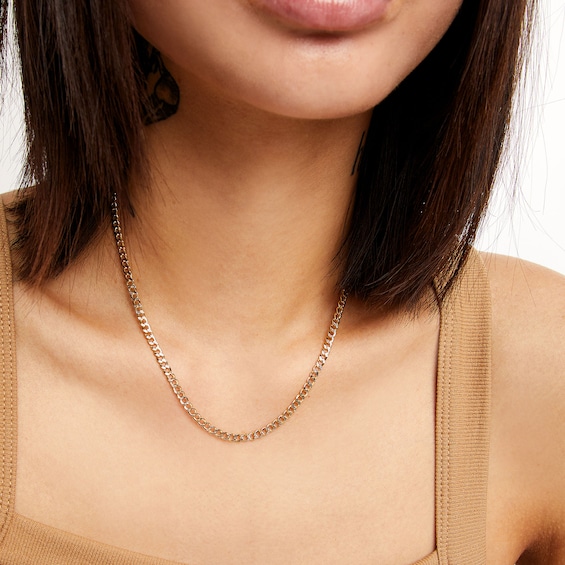 10K Semi-Solid Gold Diamond-Cut Curb Two-Tone Chain