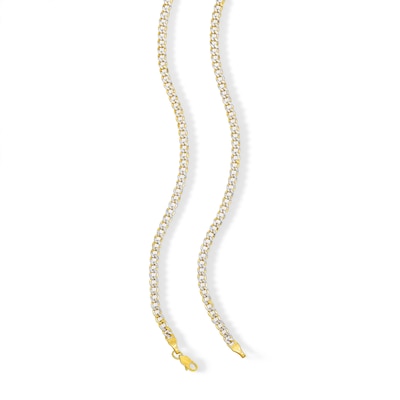 10K Semi-Solid Gold Diamond-Cut Curb Two-Tone Chain