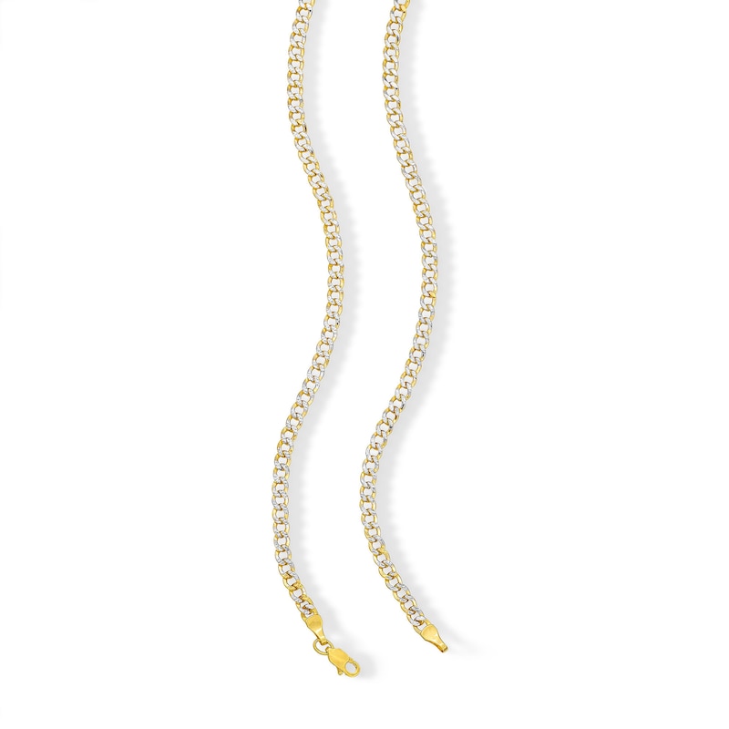 10K Semi-Solid Gold Diamond-Cut Curb Two-Tone Chain - 16"