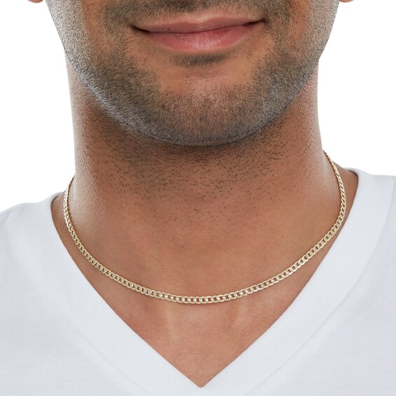 10K Semi-Solid Gold Diamond-Cut Curb Two-Tone Chain
