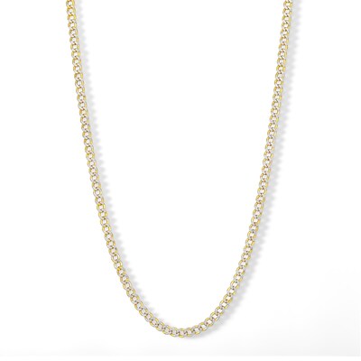 10K Semi-Solid Gold Diamond-Cut Curb Two-Tone Chain - 18"