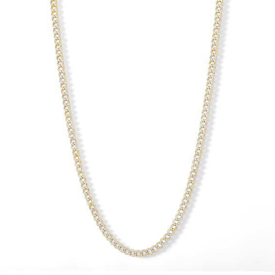 10K Semi-Solid Gold Diamond-Cut Curb Two-Tone Chain - 18"
