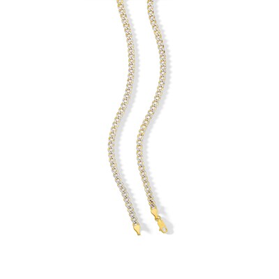 10K Semi-Solid Gold Diamond-Cut Curb Two-Tone Chain - 18"