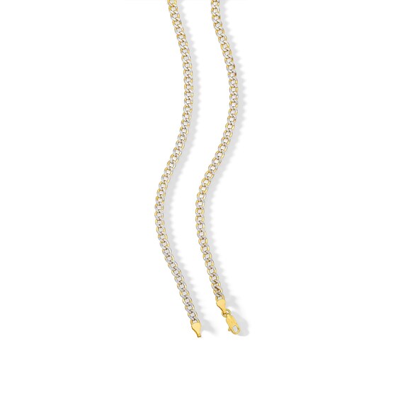 10K Semi-Solid Gold Diamond-Cut Curb Two-Tone Chain - 18"