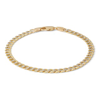 10K Semi-Solid Gold Diamond-Cut Curb Chain Bracelet - 7.5"